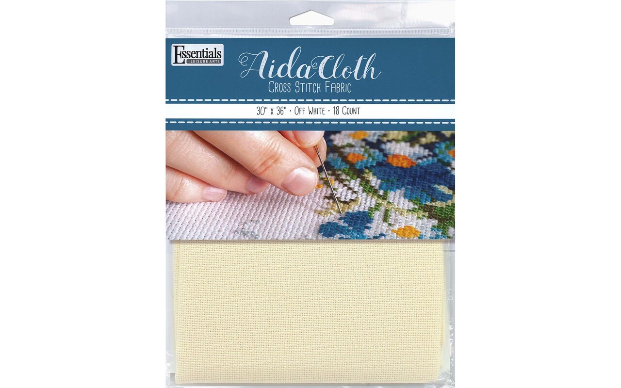 Essentials By Leisure Arts Aida Cloth, 18 count, 30 x 36, Off White cross  stitch fabric for embroidery, cross stitch, machine embroidery and  needlepoint